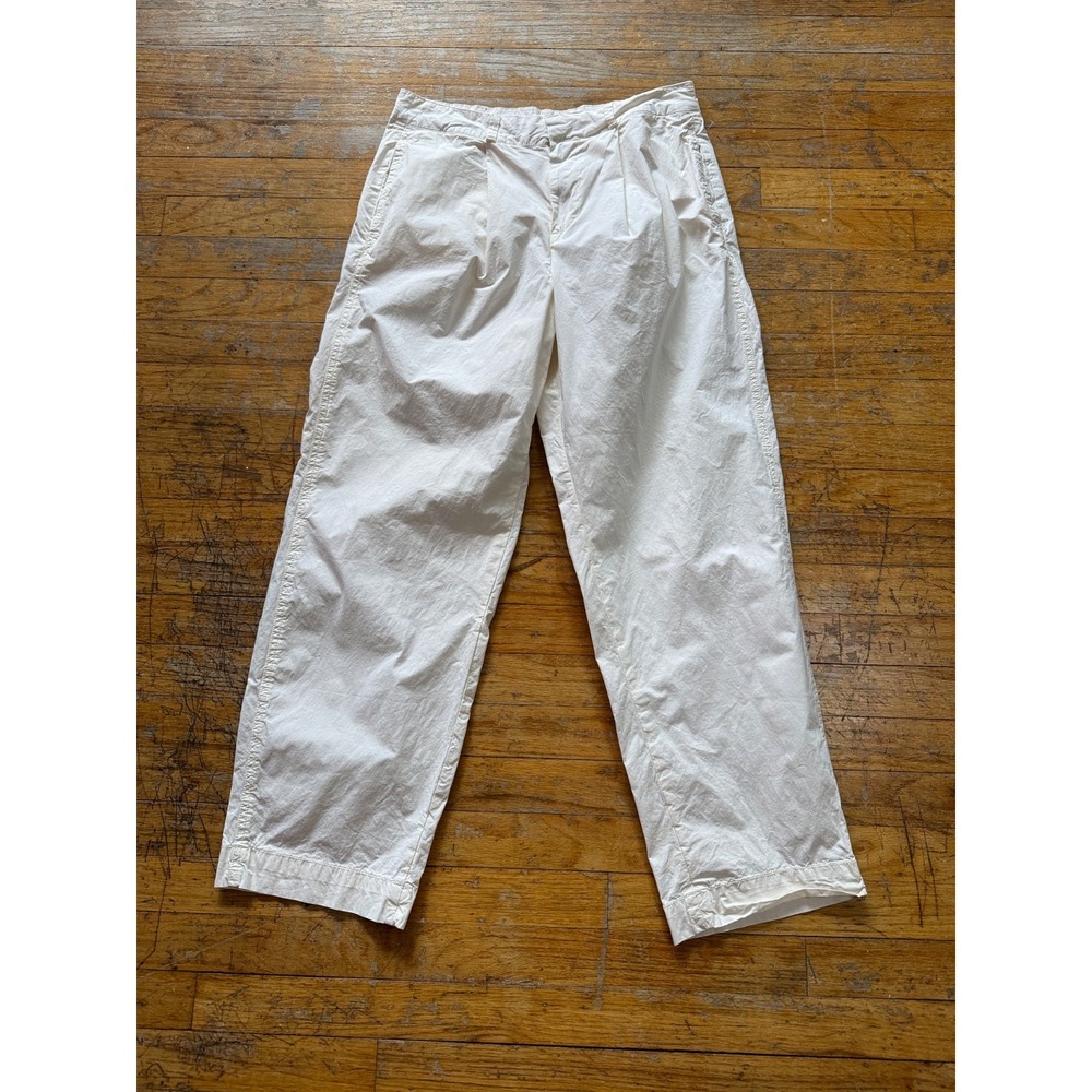 Free People - Chinos - Women‎ 6 - White  Cotton Pleated Tapered Minimalist